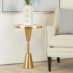 Kirkland's Home Round Metal Mirrored Top Side Table- Accent & End Tables
