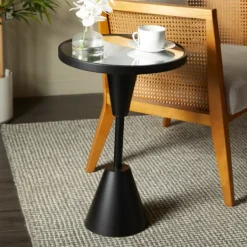 Kirkland's Home Round Metal Mirrored Top Side Table- Accent & End Tables