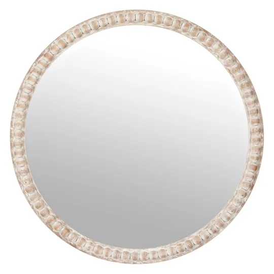 Kirkland's Home Round Natural Beaded Wall Mirror- Decorative Mirrors