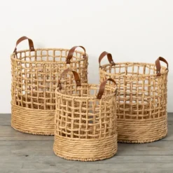 Kirkland's Home Round Natural Open Weave Baskets, Set Of 3- Baskets & Boxes