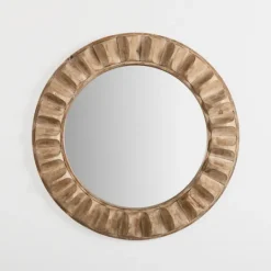 Kirkland's Home Round Natural Textured Wood Wall Mirror- Decorative Mirrors