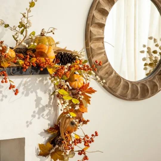 Kirkland's Home Round Natural Textured Wood Wall Mirror- Decorative Mirrors