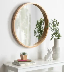 Kirkland's Home Round Natural Wood Hutton Mirror- Decorative Mirrors