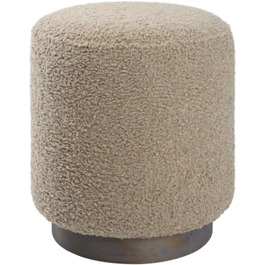 Kirkland's Home Round Oatmeal Boucle Ottoman- Benches & Ottomans