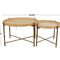 Kirkland's Home Round Rattan 2-Pc. Nesting Coffee Table Set- Coffee Tables