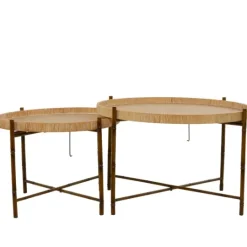 Kirkland's Home Round Rattan 2-Pc. Nesting Coffee Table Set- Coffee Tables