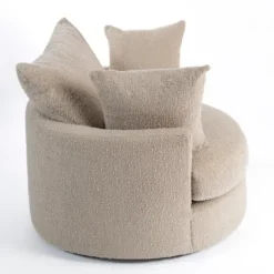 Kirkland's Home Round Sand Boucle Swivel Accent Chair- Accent Chairs