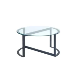 Kirkland's Home Round Tempered Glass Hourglass Base Coffee Table- Coffee Tables