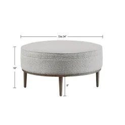 Kirkland's Home Round Upholstered Ottoman- Benches & Ottomans