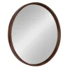 Kirkland's Home Round Walnut Wood Hutton Mirror- Decorative Mirrors