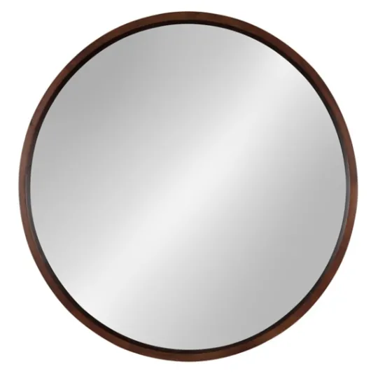 Kirkland's Home Round Walnut Wood Hutton Mirror- Decorative Mirrors