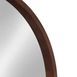 Kirkland's Home Round Walnut Wood Hutton Mirror- Decorative Mirrors