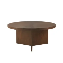Kirkland's Home Round Walnut Wood Starburst Coffee Table- Coffee Tables