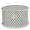 Kirkland's Home Round White Wood Lattice Coffee Table- Coffee Tables