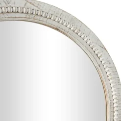 Kirkland's Home Round Whitewash Beaded Wall Mirror- Decorative Mirrors