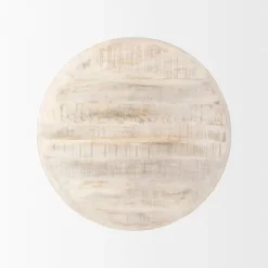 Kirkland's Home Round Whitewash Wood Modern Farmhouse Coffee Table- Coffee Tables