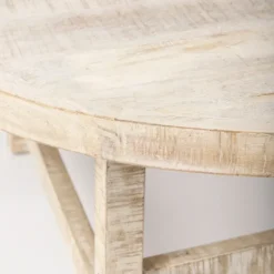 Kirkland's Home Round Whitewash Wood Modern Farmhouse Coffee Table- Coffee Tables