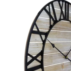 Kirkland's Home Round Whitewashed Metal Frame Wall Clock- Clocks