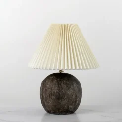 Kirkland's Home Rowan Round Pleated Table Lamp- Table Lamps