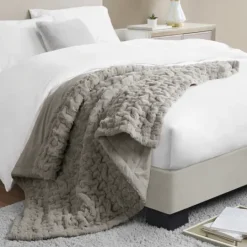 Kirkland's Home Ruched Faux Fur Throw- Blankets & Throws