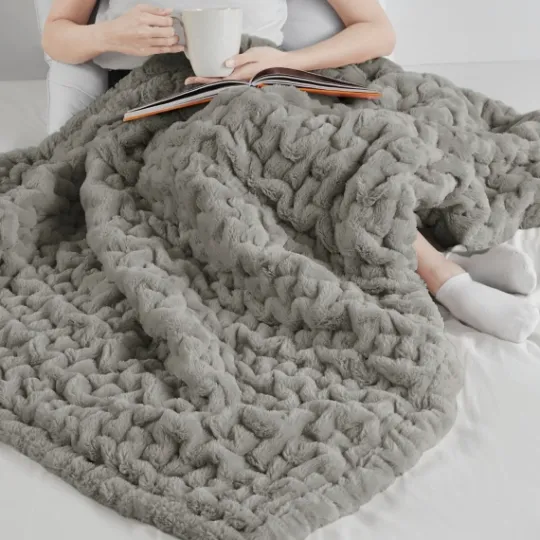 Kirkland's Home Ruched Faux Fur Throw- Blankets & Throws