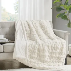 Kirkland's Home Ruched Fur Throw- Blankets & Throws