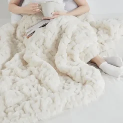 Kirkland's Home Ruched Fur Throw- Blankets & Throws
