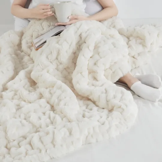 Kirkland's Home Ruched Fur Throw- Blankets & Throws