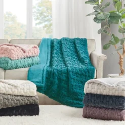 Kirkland's Home Ruched Fur Throw- Blankets & Throws