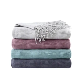 Kirkland's Home Ruched Throw Blanket With Fringe- Blankets & Throws