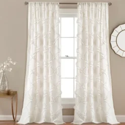 Kirkland's Home Ruffle Diamond Curtain Panel Set, 84 In.- Curtains & Drapes