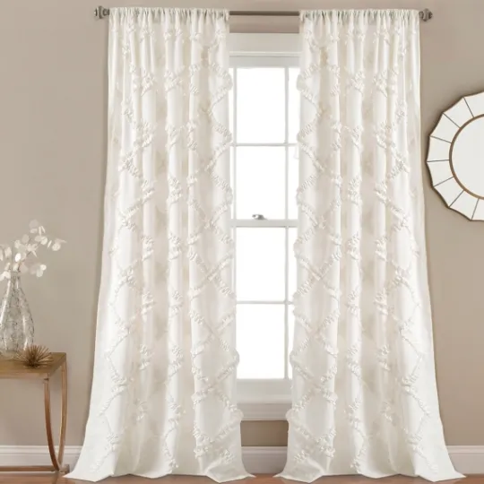 Kirkland's Home Ruffle Diamond Curtain Panel Set, 84 In.- Curtains & Drapes