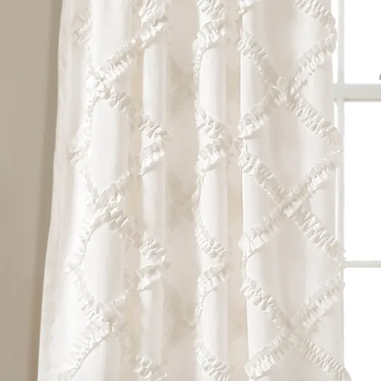 Kirkland's Home Ruffle Diamond Curtain Panel Set, 84 In.- Curtains & Drapes