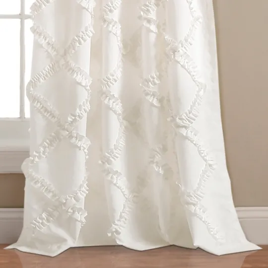 Kirkland's Home Ruffle Diamond Curtain Panel Set, 84 In.- Curtains & Drapes