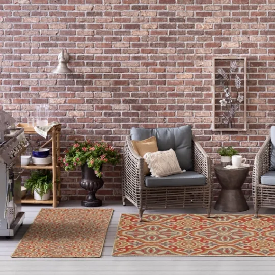 Kirkland's Home Rust Boho Ikat Indoor/Outdoor Area Rug, 5X7- Outdoor Rugs
