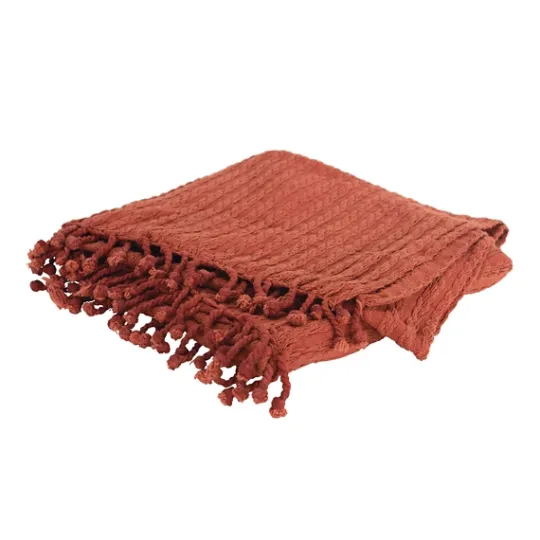 Kirkland's Home Rust Cable Knit Tassel Throw- Blankets & Throws