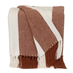 Kirkland's Home Rust Chalet Striped Fringe Throw- Blankets & Throws
