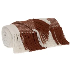 Kirkland's Home Rust Chalet Striped Fringe Throw- Blankets & Throws