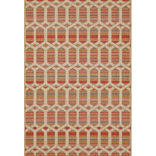 Kirkland's Home Rust Geo Ikat Outdoor Area Rug, 5X7- Outdoor Rugs