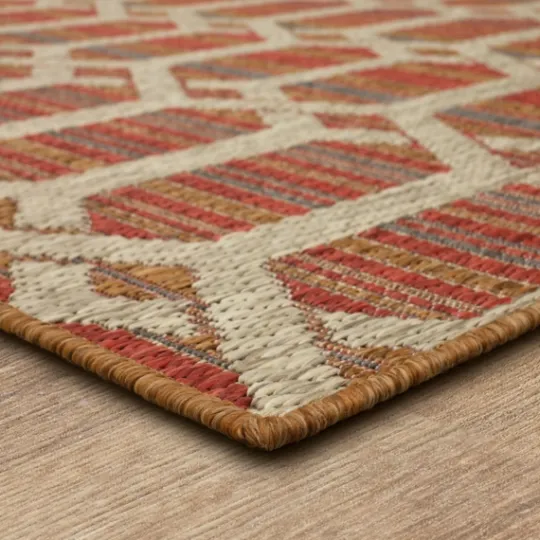 Kirkland's Home Rust Geo Ikat Outdoor Area Rug, 5X7- Outdoor Rugs