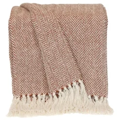 Kirkland's Home Rust Hand Loomed Herringbone Throw- Blankets & Throws