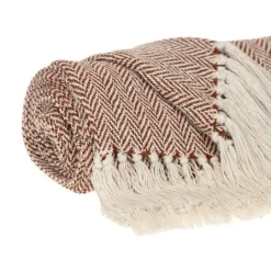Kirkland's Home Rust Hand Loomed Herringbone Throw- Blankets & Throws