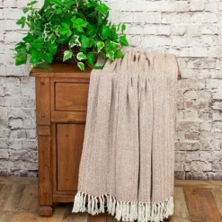 Kirkland's Home Rust Hand Loomed Herringbone Throw- Blankets & Throws