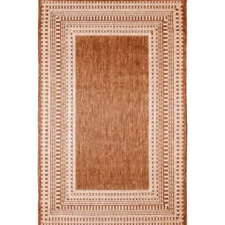 Kirkland's Home Rust Linear Macy Indoor/Outdoor Area Rug, 4X7- Outdoor Rugs
