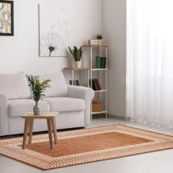 Kirkland's Home Rust Linear Macy Indoor/Outdoor Area Rug, 4X7- Outdoor Rugs