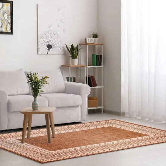 Kirkland's Home Rust Linear Macy Indoor/Outdoor Area Rug, 7X9- Outdoor Rugs
