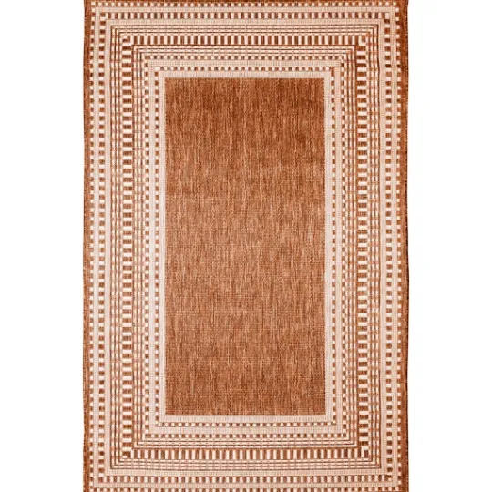Kirkland's Home Rust Linear Macy Indoor/Outdoor Area Rug, 6X9- Outdoor Rugs