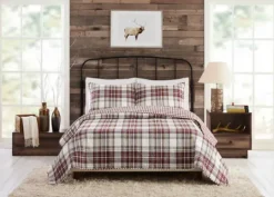 Kirkland's Home Rust Plaid Camden King 3-Pc. Quilt Set- Quilts