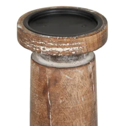 Kirkland's Home Rust Rustic Mango Wood 3-Pc. Candle Holder Set- Candle Holders