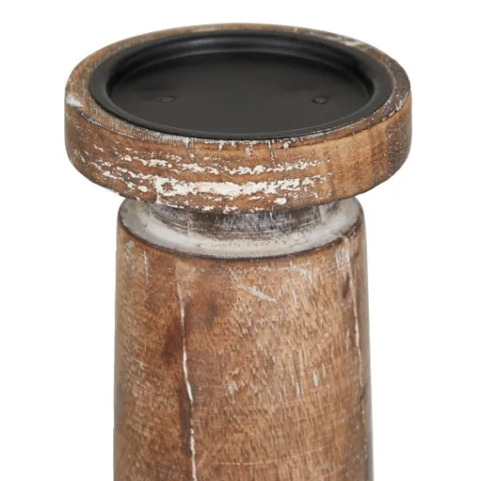 Kirkland's Home Rust Rustic Mango Wood 3-Pc. Candle Holder Set- Candle Holders